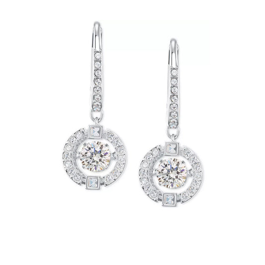 Swarovski Silver-Tone Caged Crystal Drop Earrings