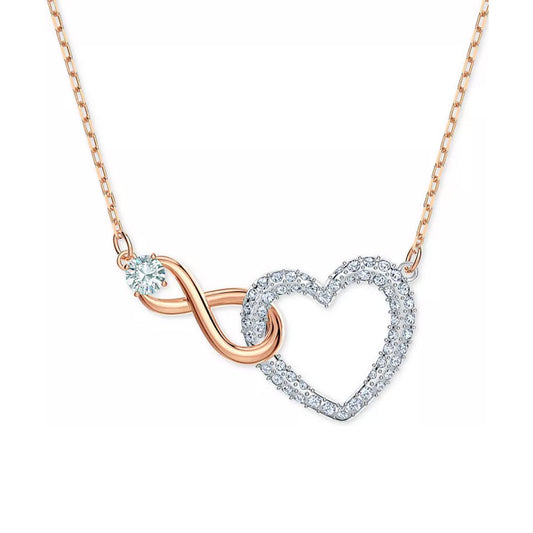 Swarovski Two-Tone Crystal Heart & Infinity Symbol Pendant Necklace