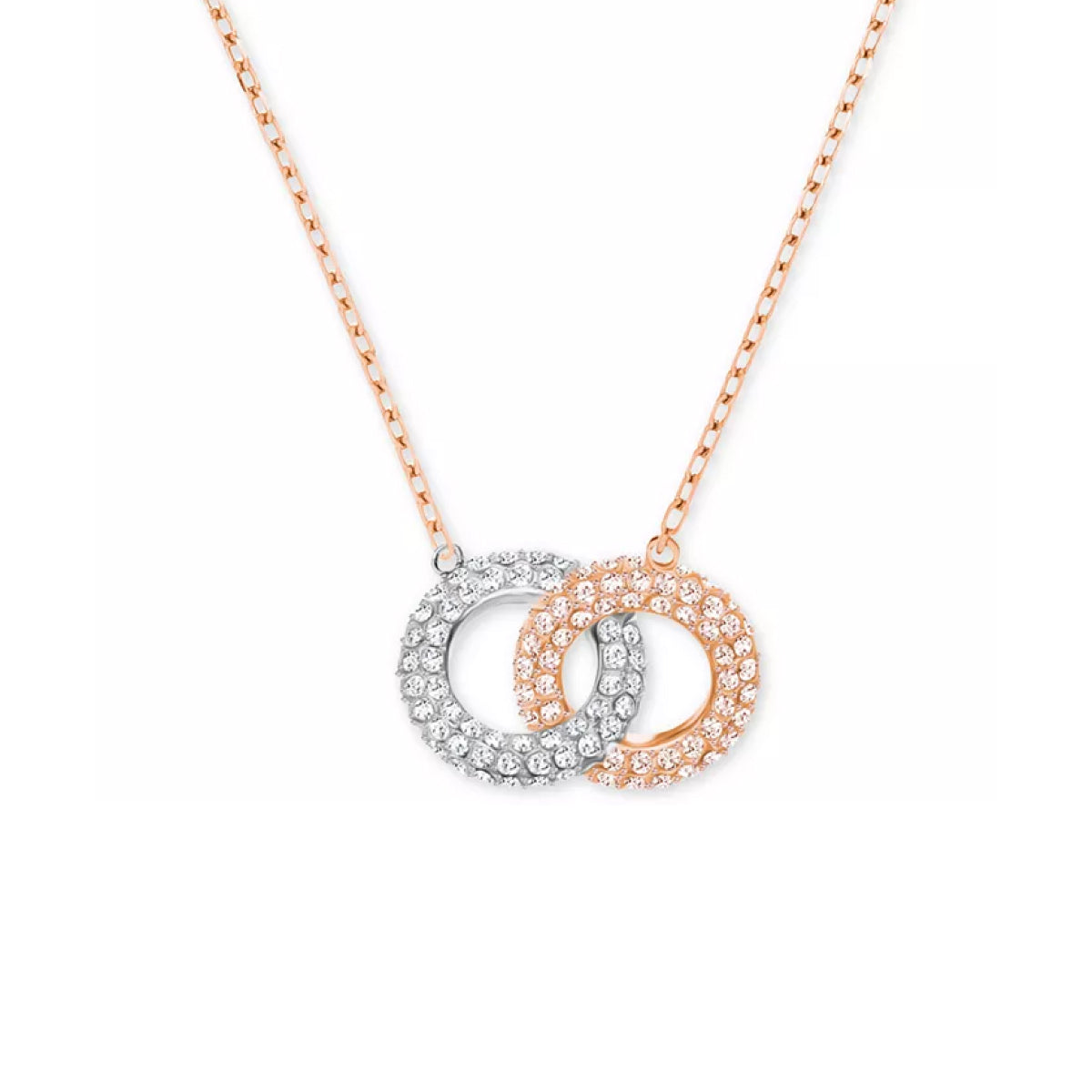 Swarovski Two-Tone Crystal Linked Circle Pendant Necklace