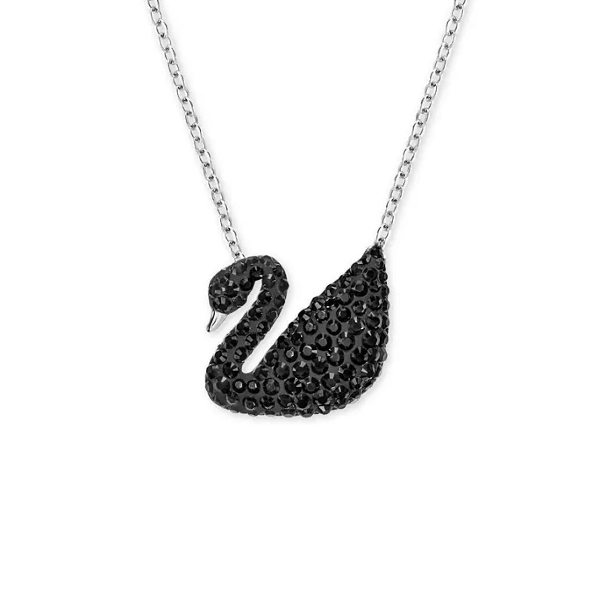 Swarovski Two-Tone Black Pavé Iconic Swan Pendant Necklace