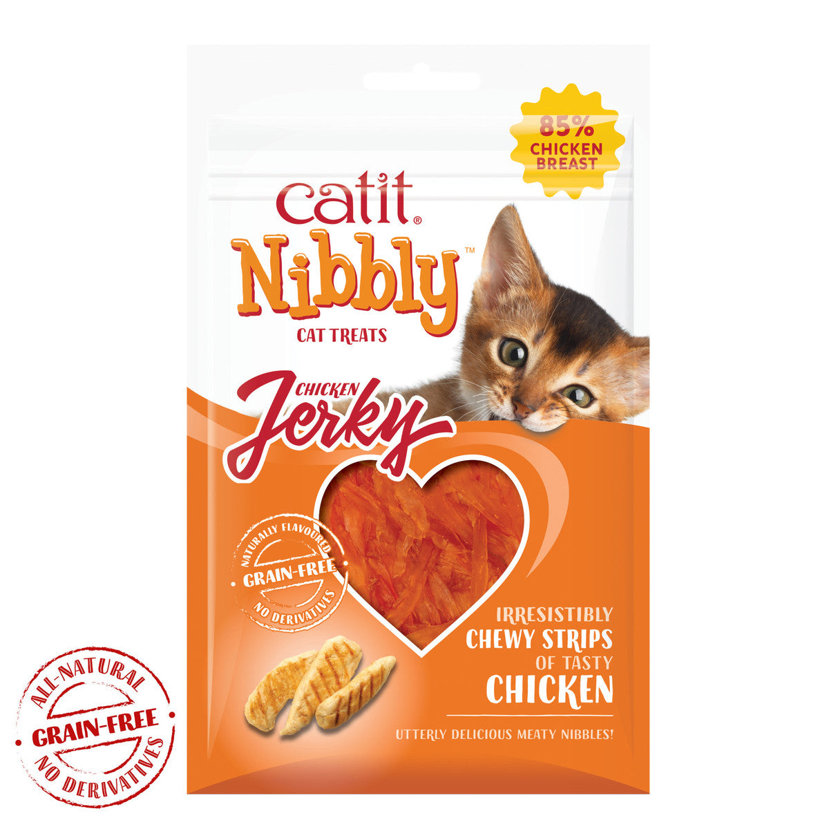 Catit Nibbly Jerky Chicken Cat Treats - 30g