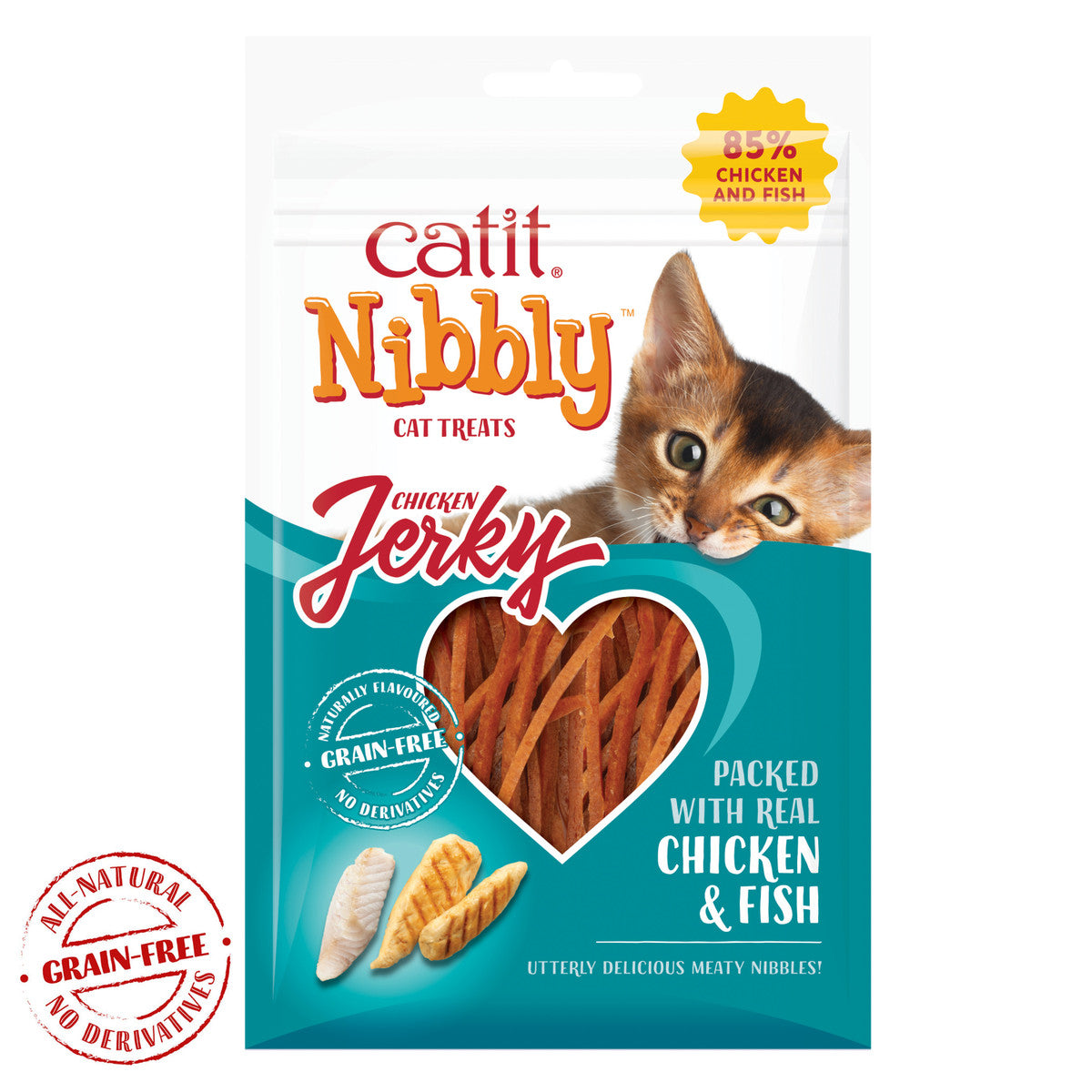 Catit Nibbly Jerky Chicken & Fish Cat Treats - 30g