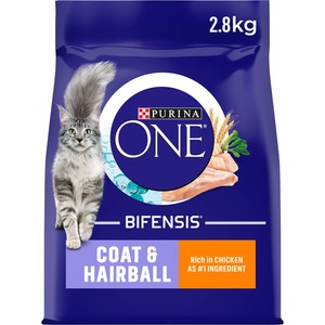 Purina ONE Adult Coat & Hairball Dry Cat Food - 2.8kg