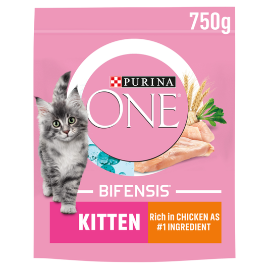 Purina ONE Kitten Chicken and Whole Grains Dry Cat Food - 750g