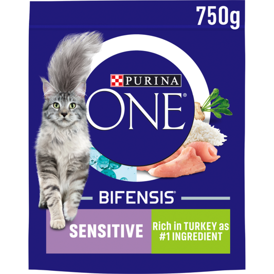 Purina ONE Sensitive Turkey & Rice Dry Cat Food - 750g