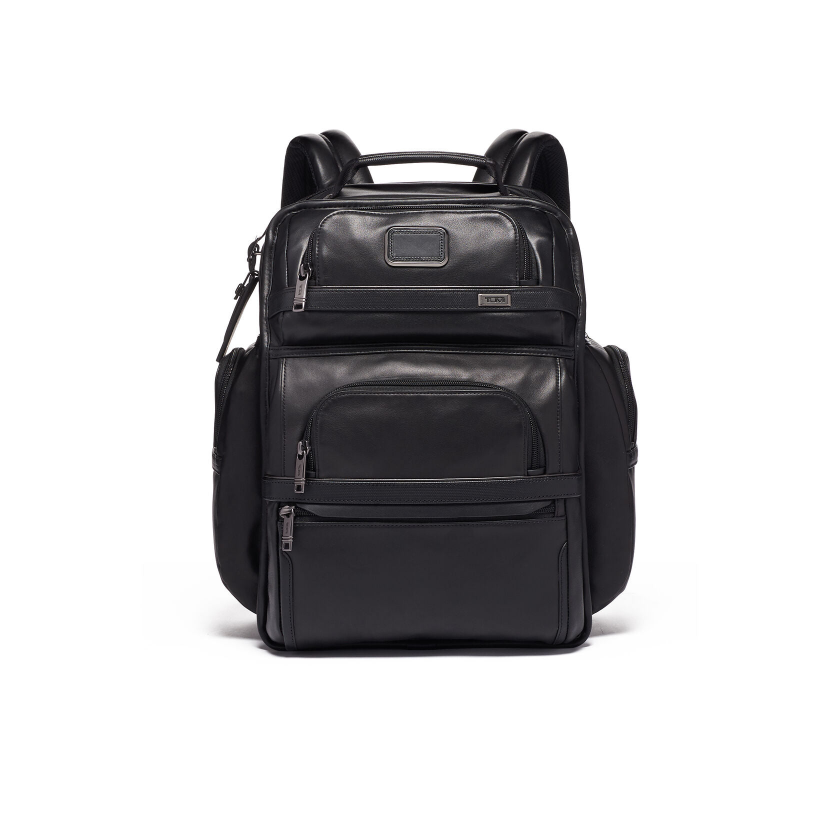 TUMI Alpha 3 Leather Brief Pack 15" Black