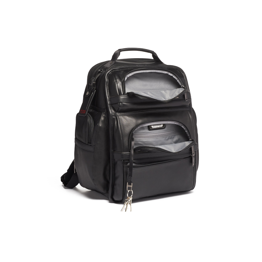 TUMI Alpha 3 Leather Brief Pack 15" Black