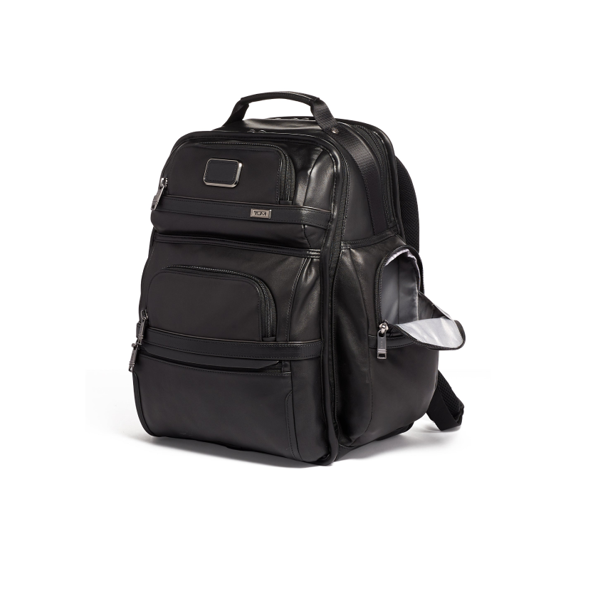 TUMI Alpha 3 Leather Brief Pack 15" Black