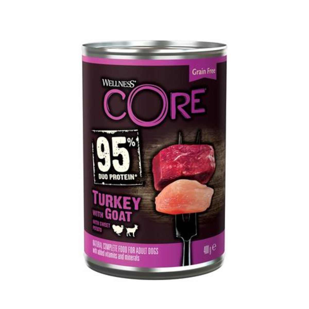 Wellness Core 95% Turkey & Goat with Sweet Potato Wet Dog Food Cans - 6 x 400g