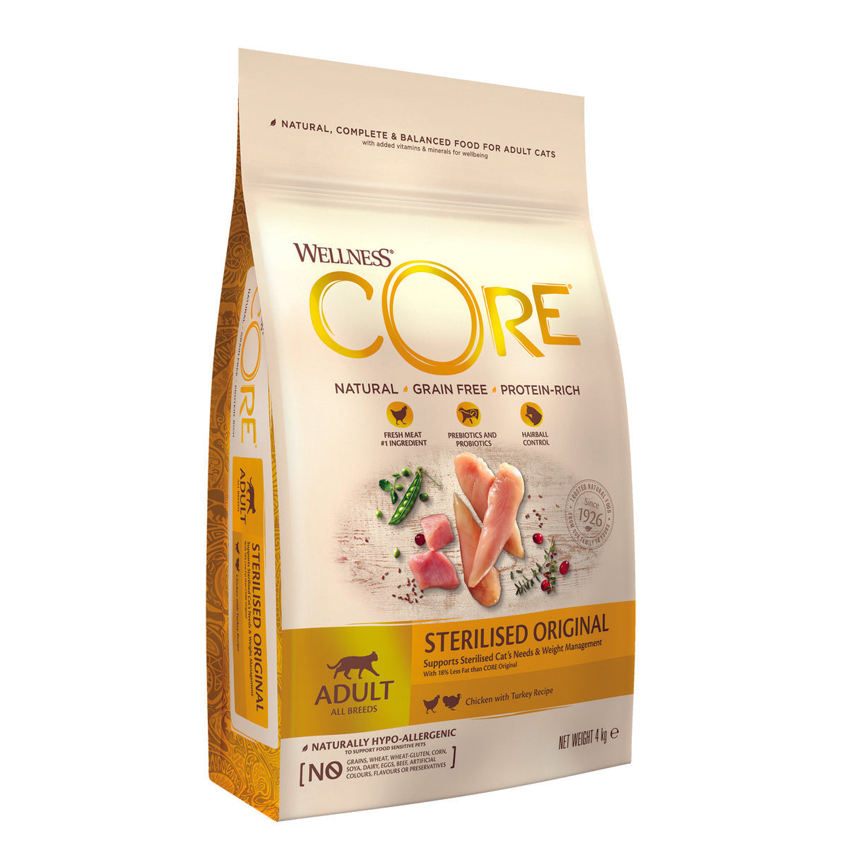 Wellness Core Adult Chicken and Turkey Sterilised Dry Cat Food - 4kg